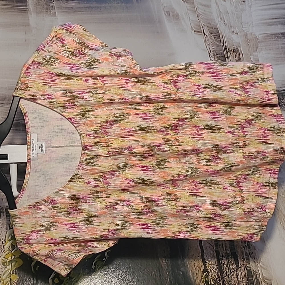 Liz Claiborne Womens Medium Petite scoop colorful Boho casual top